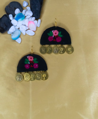 Nihira Embroidered Fabric Earrings : Handmade