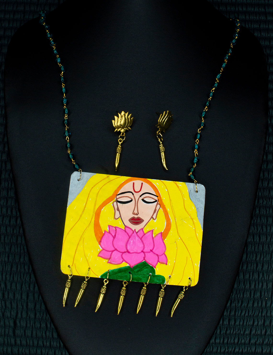 Yogini Necklace Set, Handpainted : Handmade