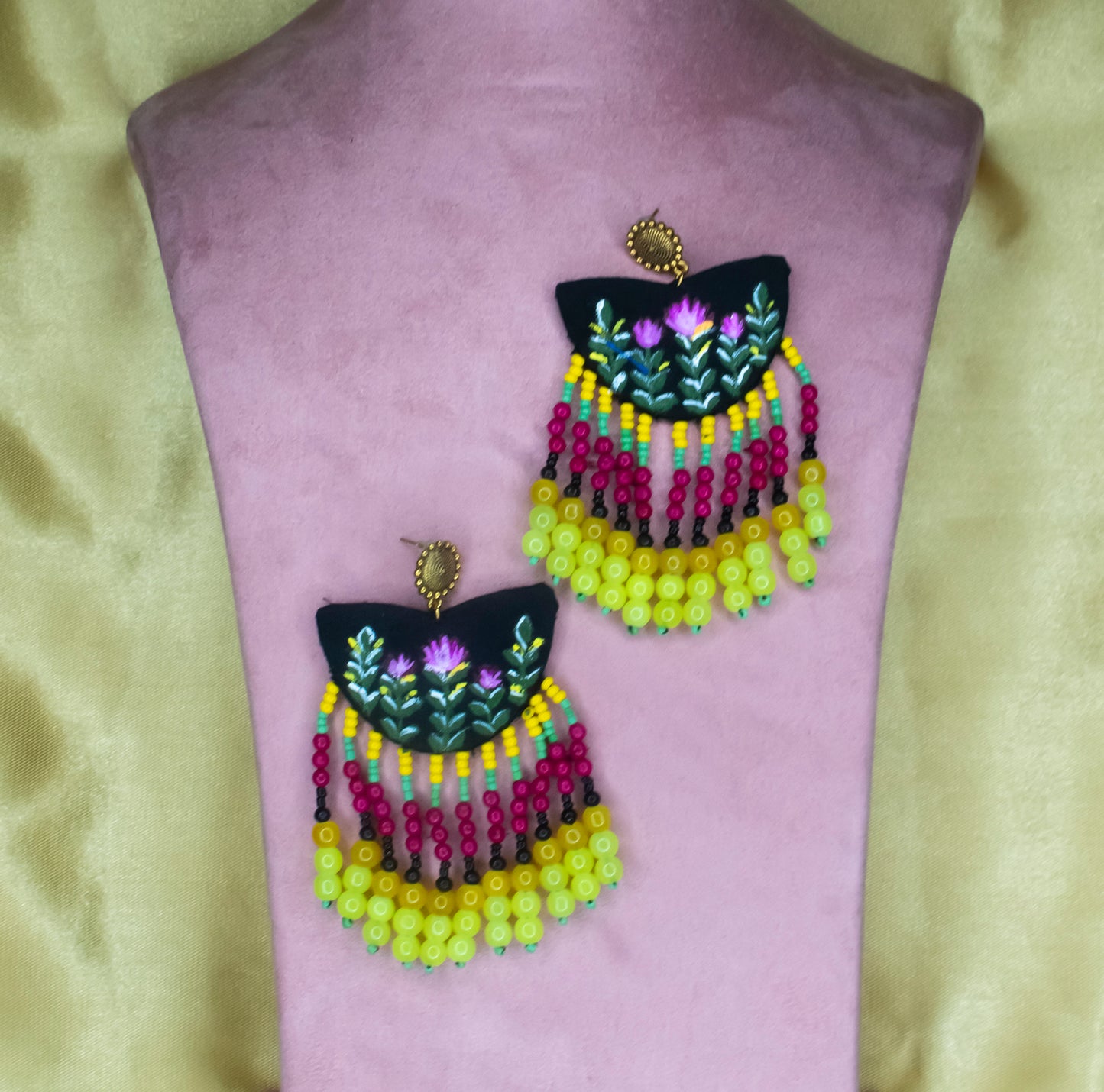 Diksha Fabric Earrings, Handpainted : Handmade