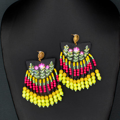 Diksha Fabric Earrings, Handpainted : Handmade