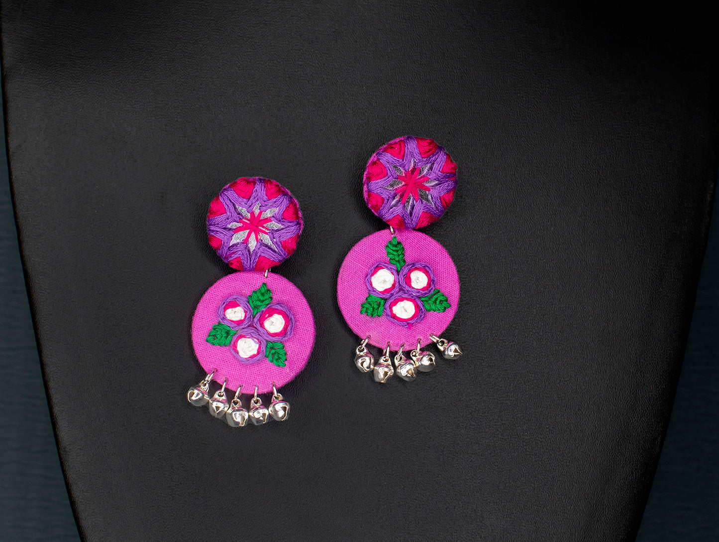 Arpita Embroidered Fabric Earrings : Handmade