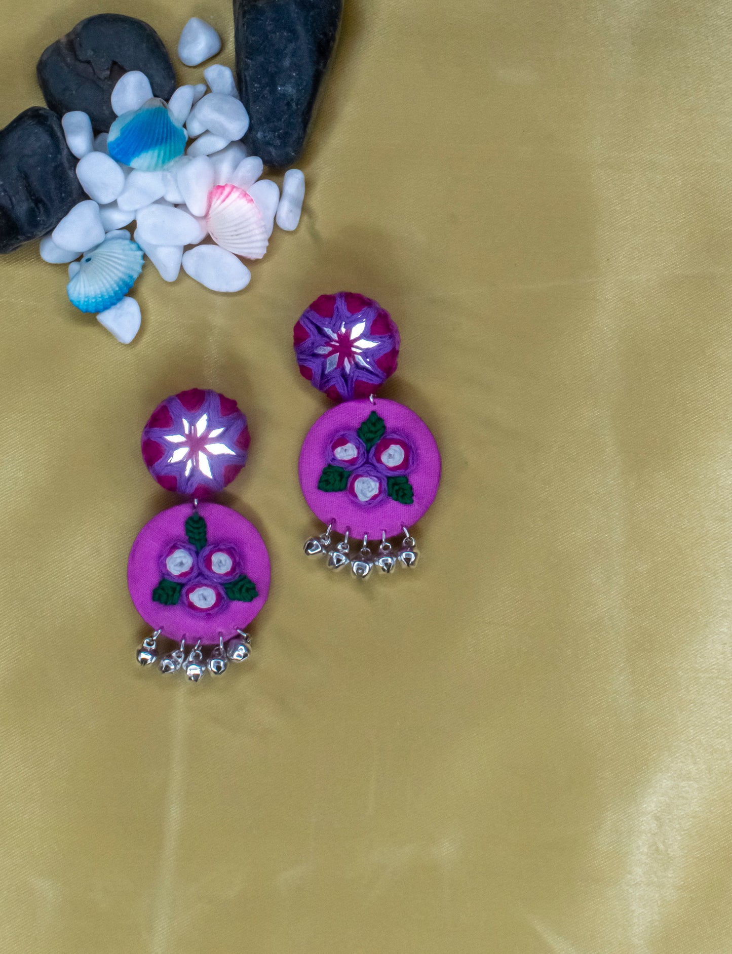 Arpita Embroidered Fabric Earrings : Handmade
