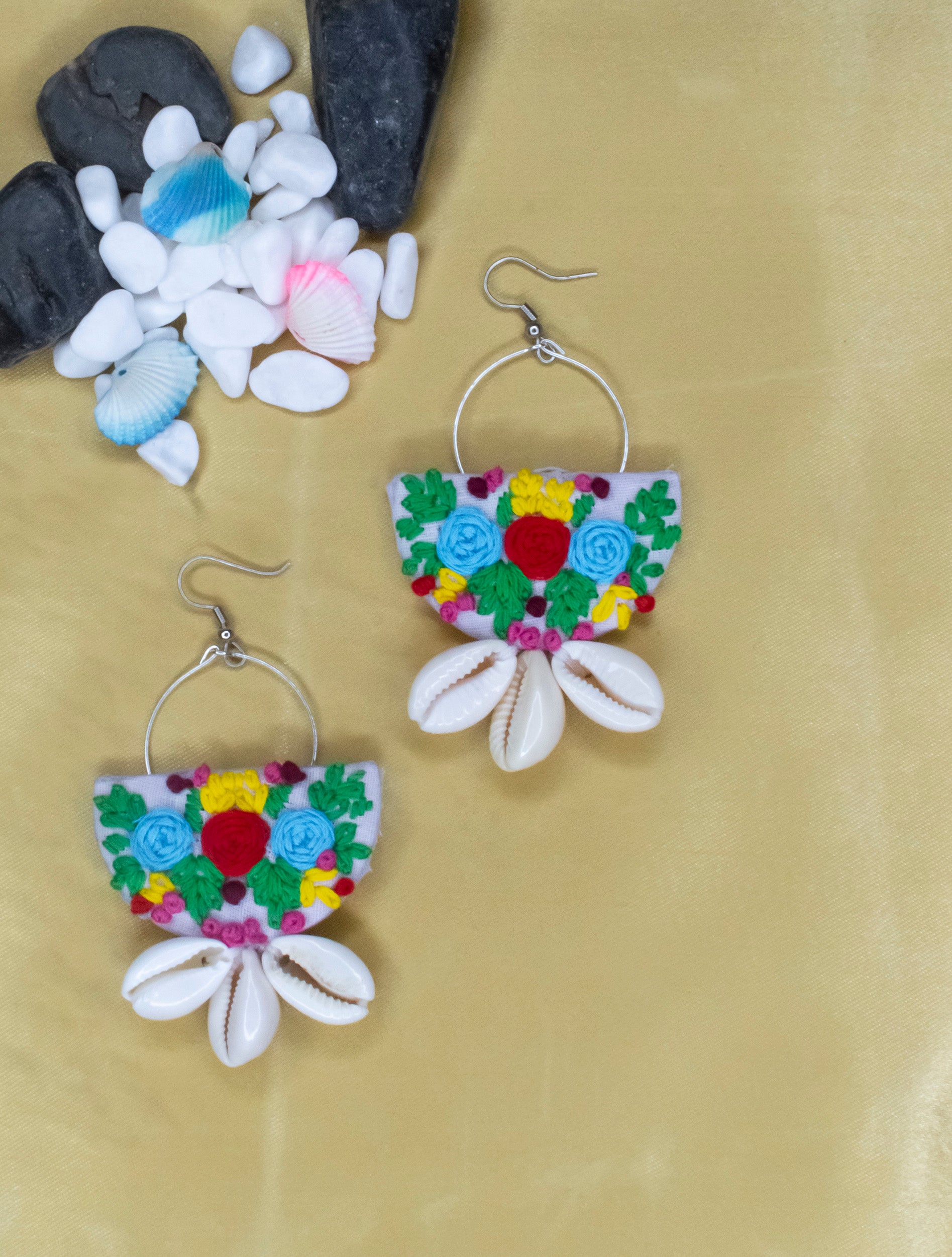 Embroidered Fabric Earrings Handmade – ArtsCrafted