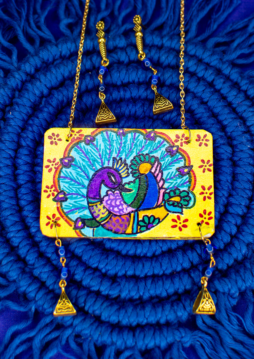 Dhvajee Necklace Set, Handpainted : Handmade