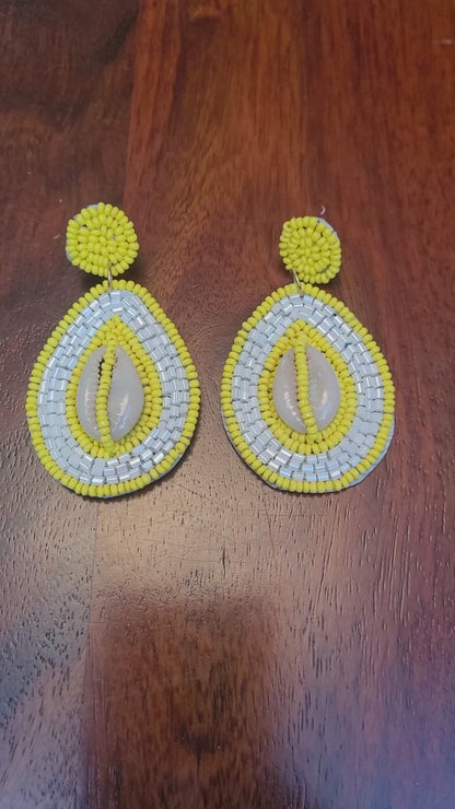 Ramneek Yellow Embroidered Earrings : Handmade