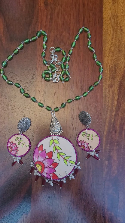 Khushi Necklace Set, Handpainted : Handmade