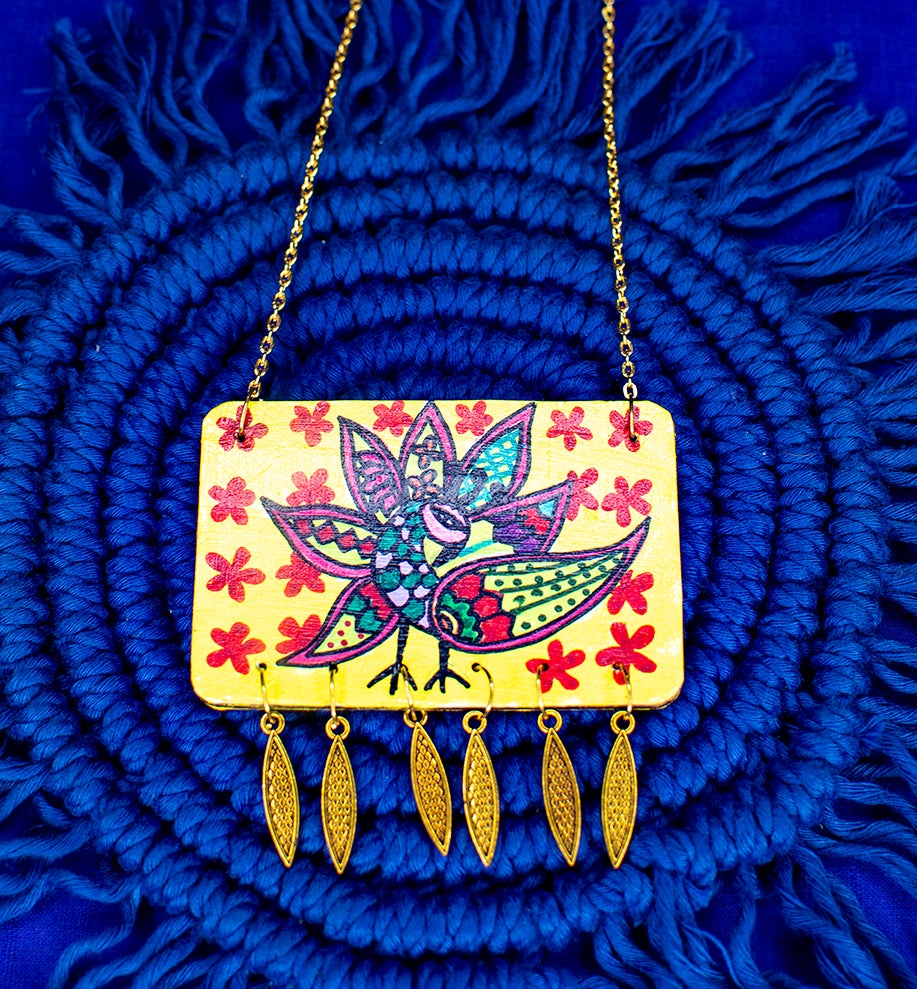 Neelkanth Necklace Set, Handpainted : Handmade