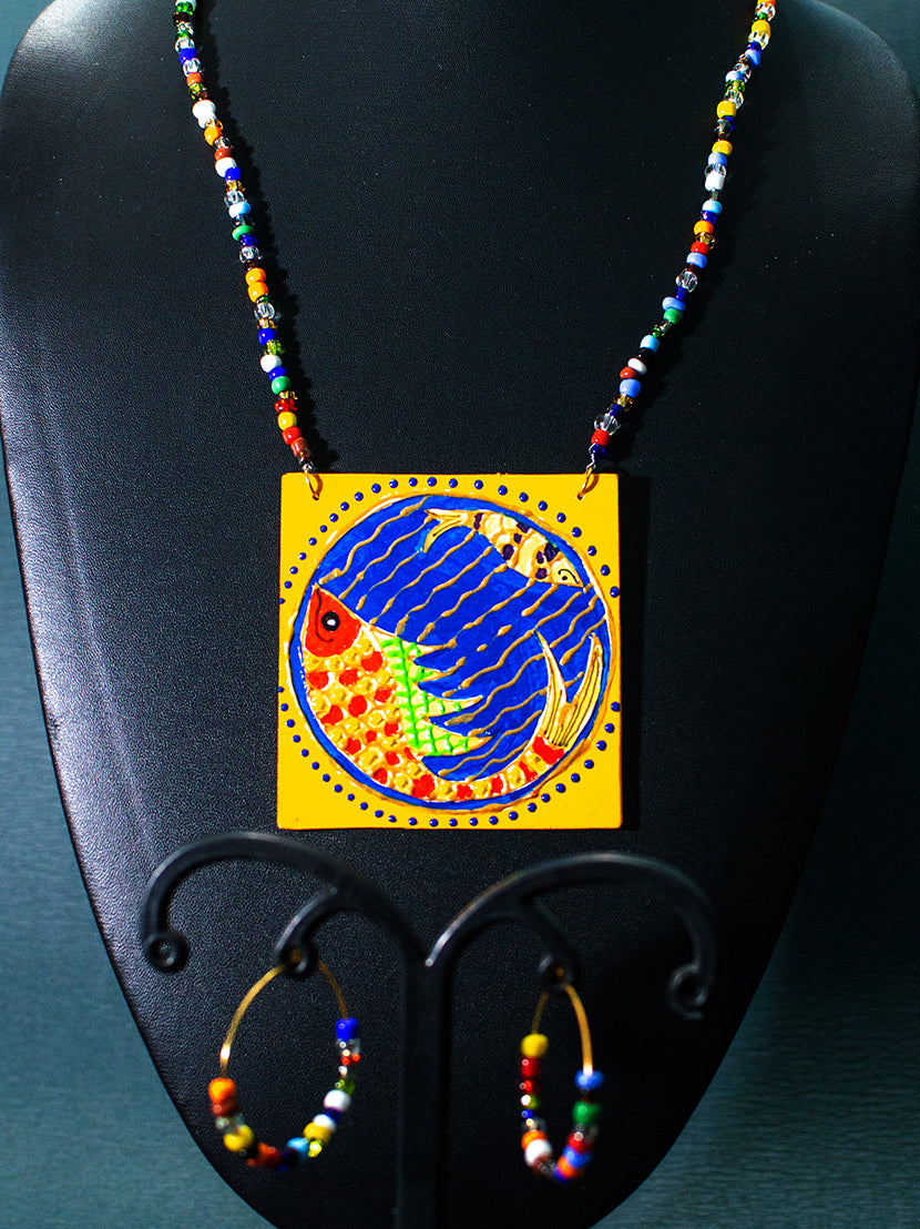 Fish Necklace Set, Handpainted : Handmade
