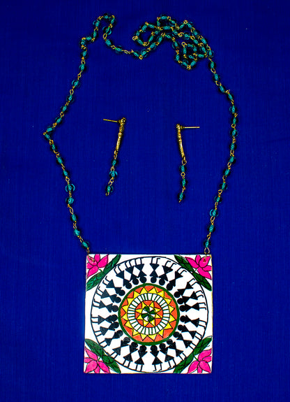 Tribal Dance Necklace Set, Handpainted : Handmade