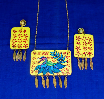 Mayura Necklace Set, Handpainted : Handmade