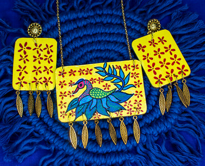 Mayura Necklace Set, Handpainted : Handmade