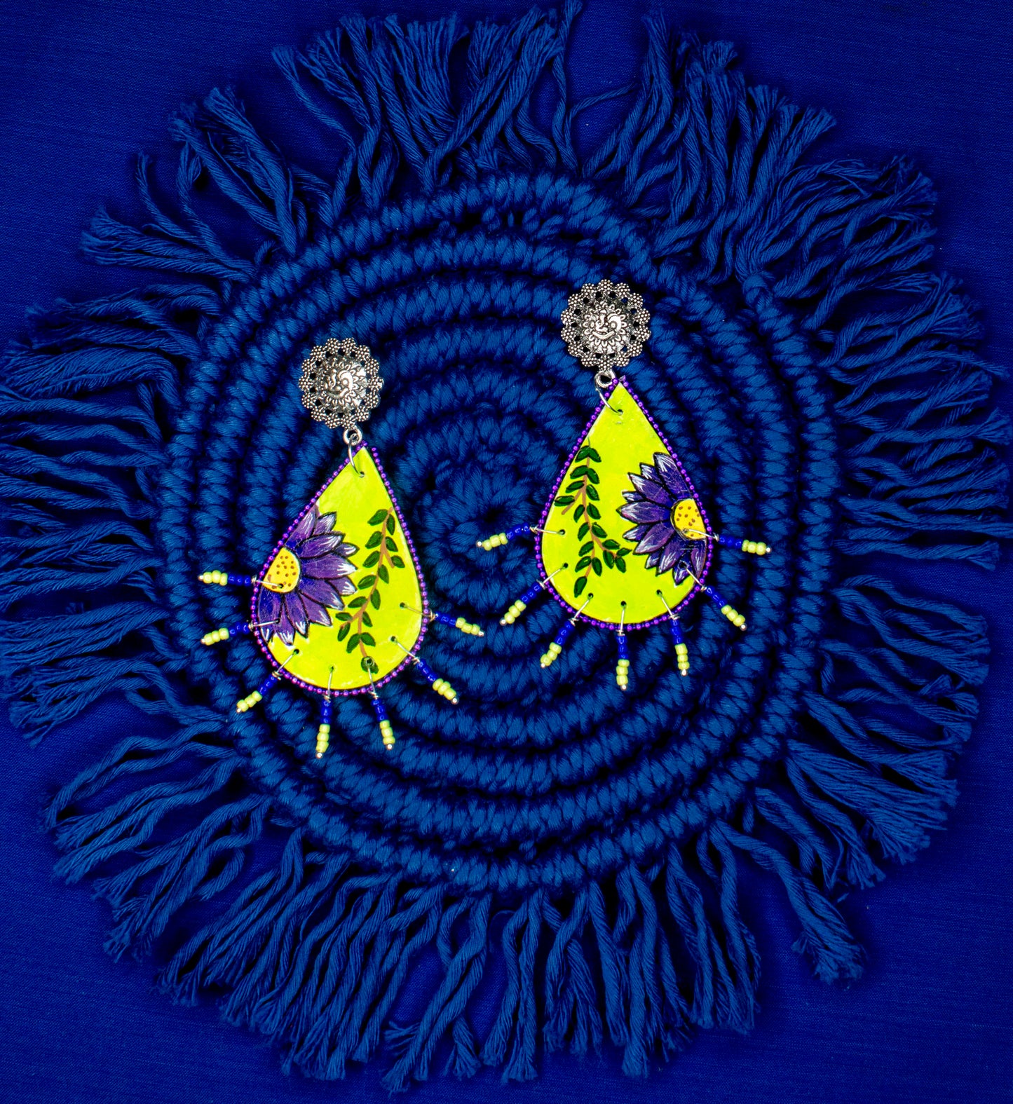 Afsana Earrings, Handpainted : Handmade