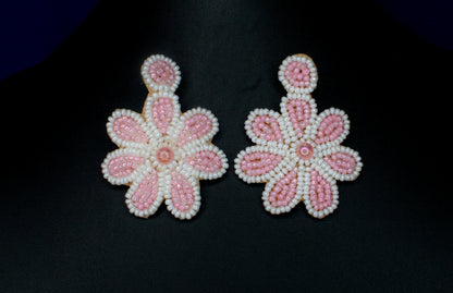 Devyani Pink Embroidered Earrings : Handmade