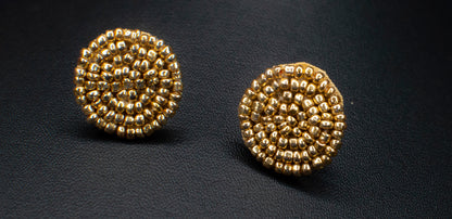 Cute Golden Embroidered Earrings : Handmade