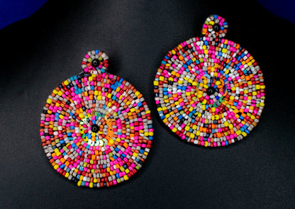 Chakra Earrings Embroidered : Handmade