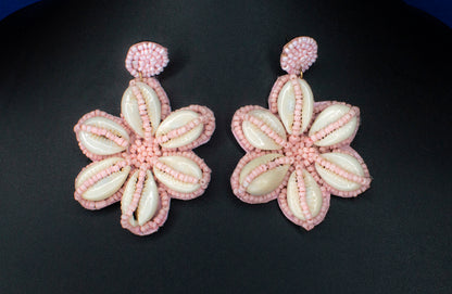 Rupali Pink Embroidered Earrings : Handmade