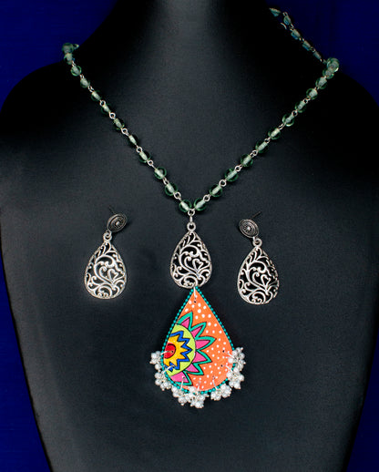 Palash Necklace set, Handpainted : Handmade