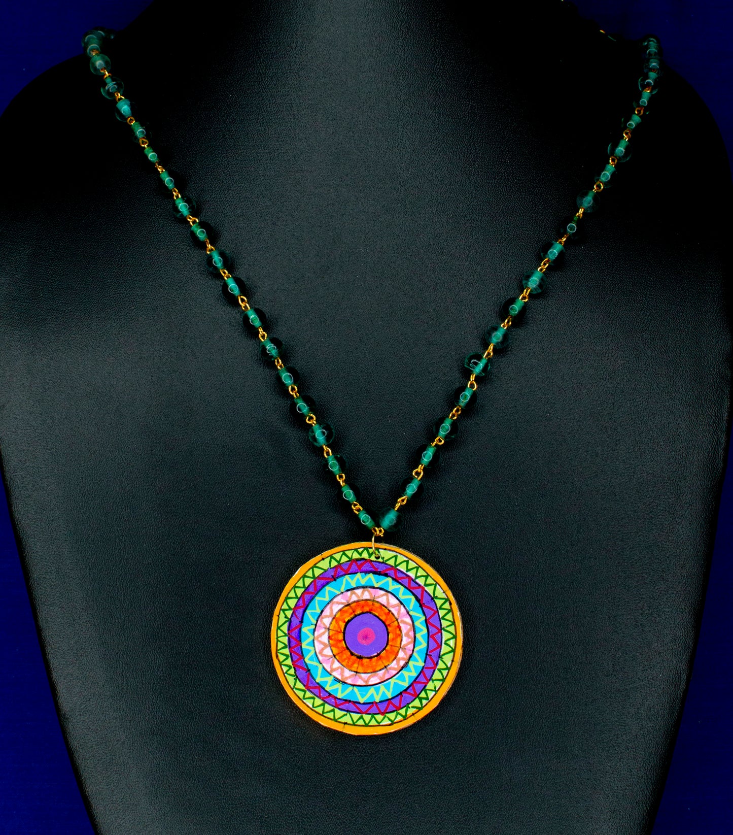 Chakram Necklace, Handpainted : Handmade