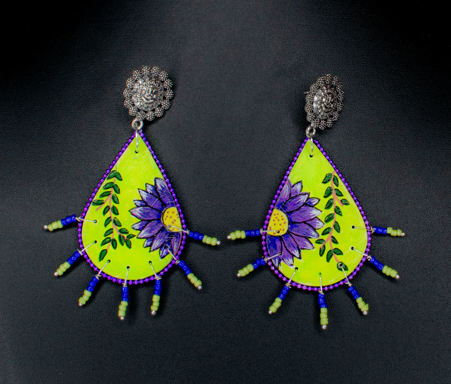 Afsana Earrings, Handpainted : Handmade