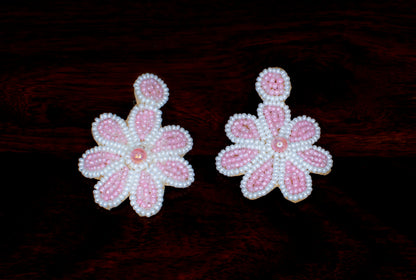 Devyani Pink Embroidered Earrings : Handmade