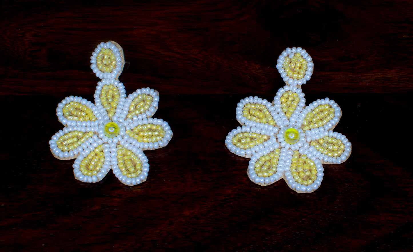 Devyani Yellow Embroidered Earrings : Handmade