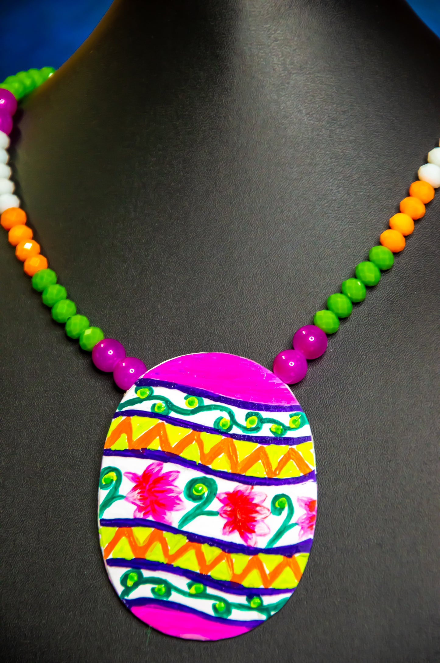 Floral Necklace, Handpainted : Handmade