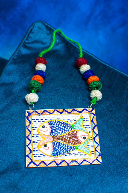 Tri-Fish, Necklace, Handpainted : Handmade