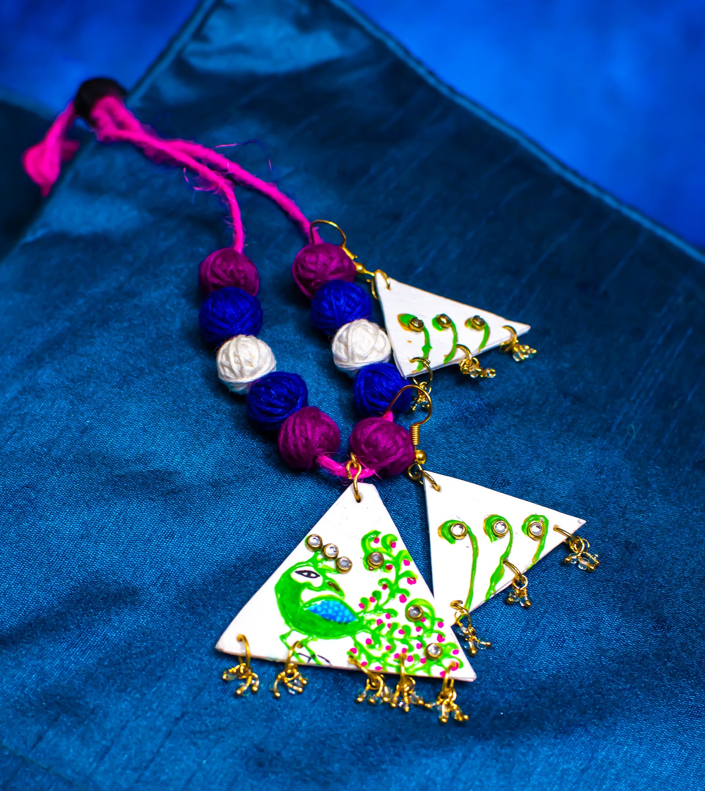Mayur Necklace Set, Handpainted : Handmade
