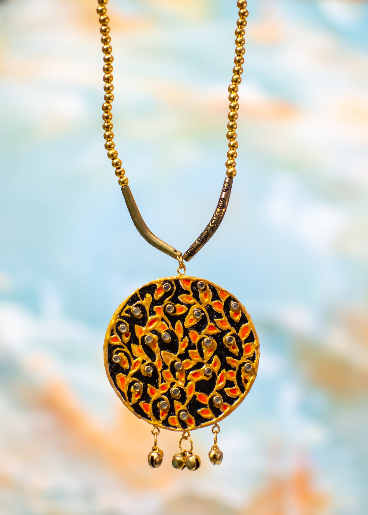 Black Beauty Necklace, Handpainted : Handmade