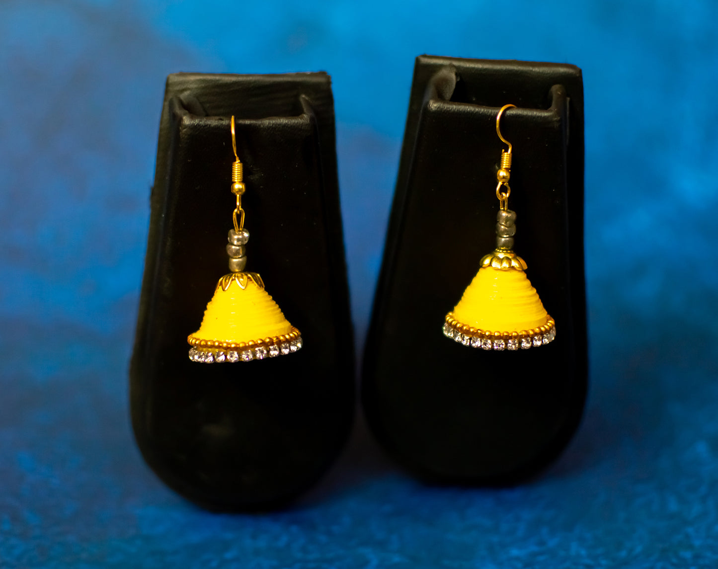 Handmade Jewellery - Yellow  Jhumka Earrings