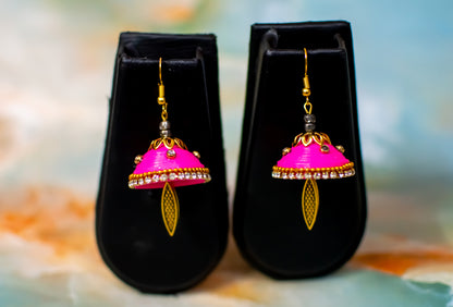 Handmade Jewellery - Pink Jhumka Earrings with Accents