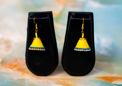 Handmade Jewellery - Yellow Jhumka Earrings