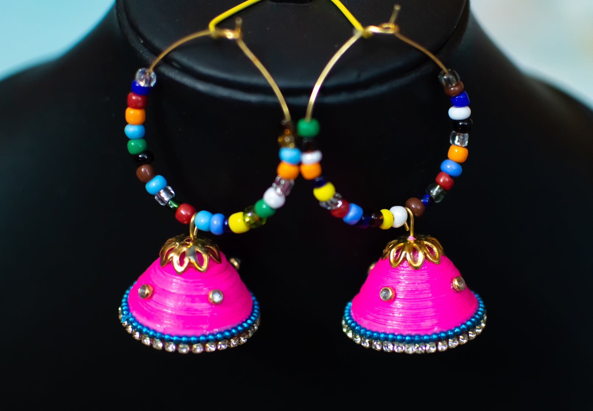 Handmade Jewellery - Hoop Earrings with Jhumka