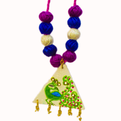 Mayur Necklace Set, Handpainted : Handmade