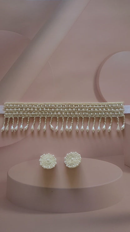 Beads Embroidered Necklace Set : Handmade