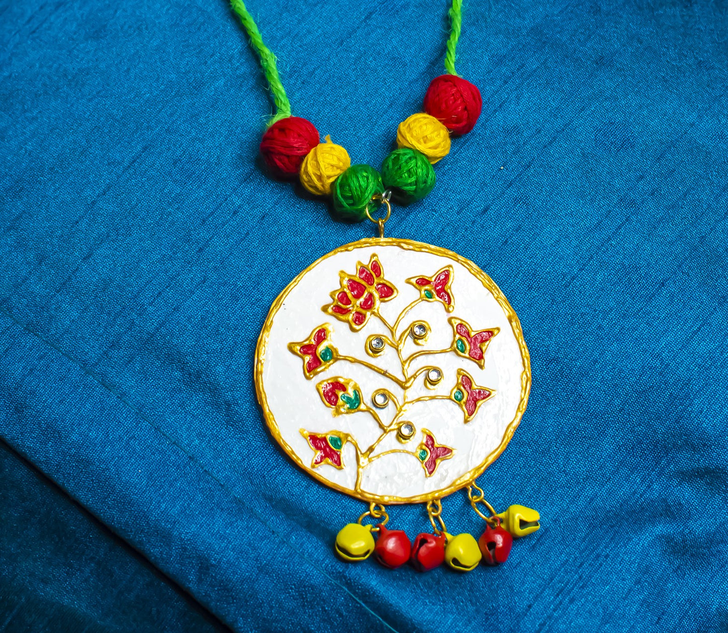 Saras, Lotus Necklace, Handpainted : Handmade